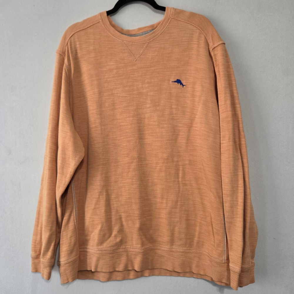 Tommy Bahama Sweatshirt Mens XXL Orange Pima Cotton Knit Pullover Golf Coastal